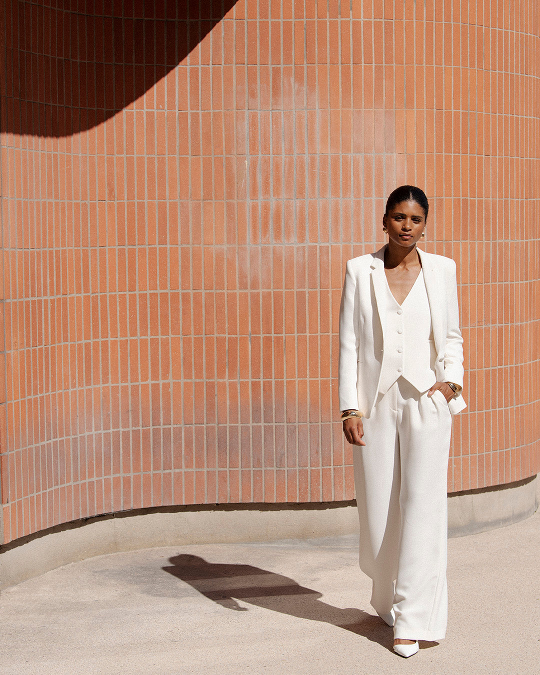 Pantalon palazzo Panama - Blanc