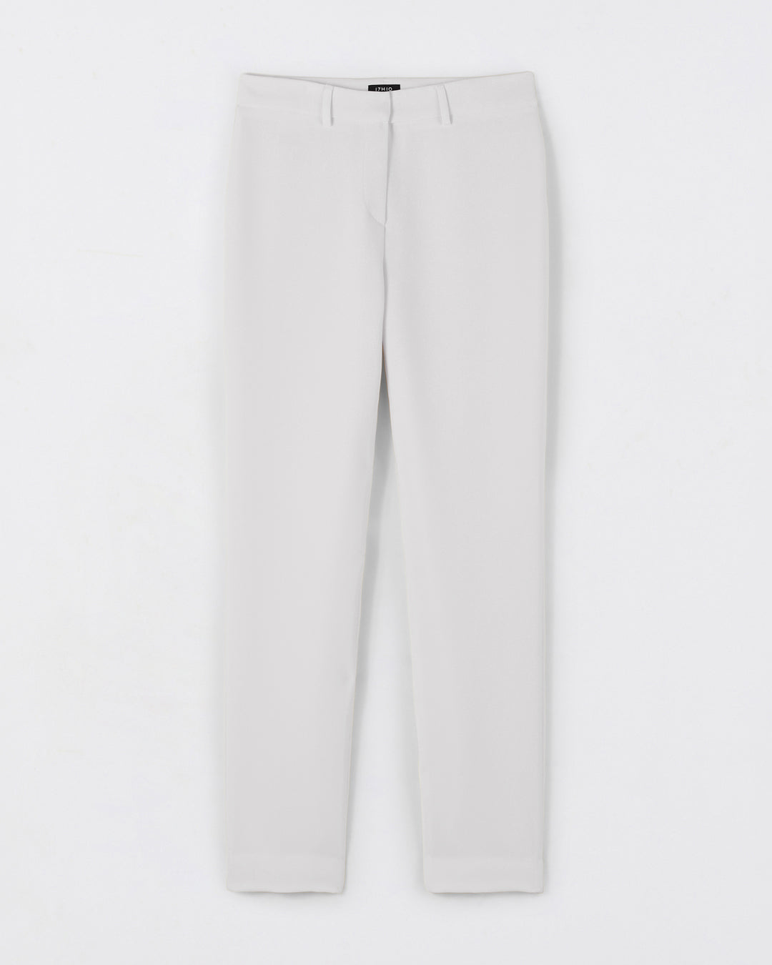 Pantalon-blanc-coupe-cigarette-taille-mi-haute-fausses-poches-cavalières-avant-poches-poissepoilées-arrières-passant-ceinture-fermeture-zip-crochet-bouton-recouvert-ton-sur-ton-Drap-laine-italien-luxueux-17H10-tailleurs-pour-femme-paris-