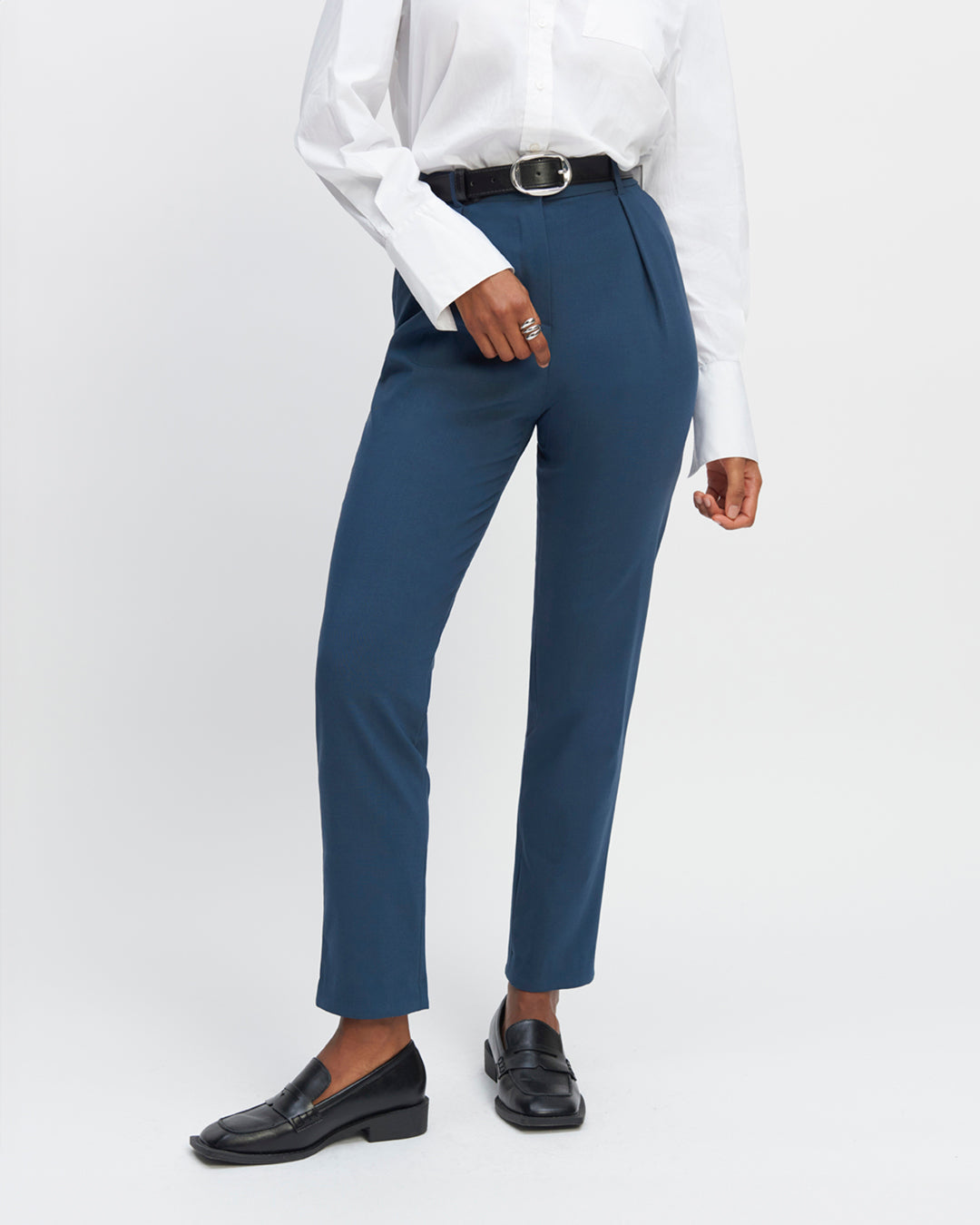 Slim fit trousers blue for women, tailored suit for women, elegant trouser, linen pantsuit
