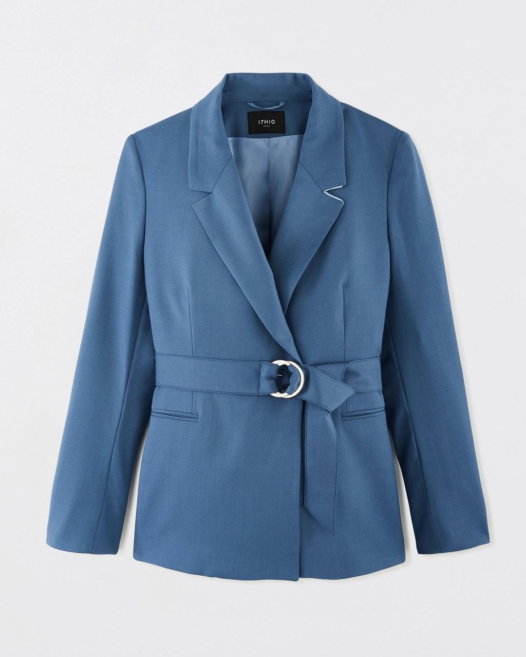 veste tailleur cintrée bleu femme